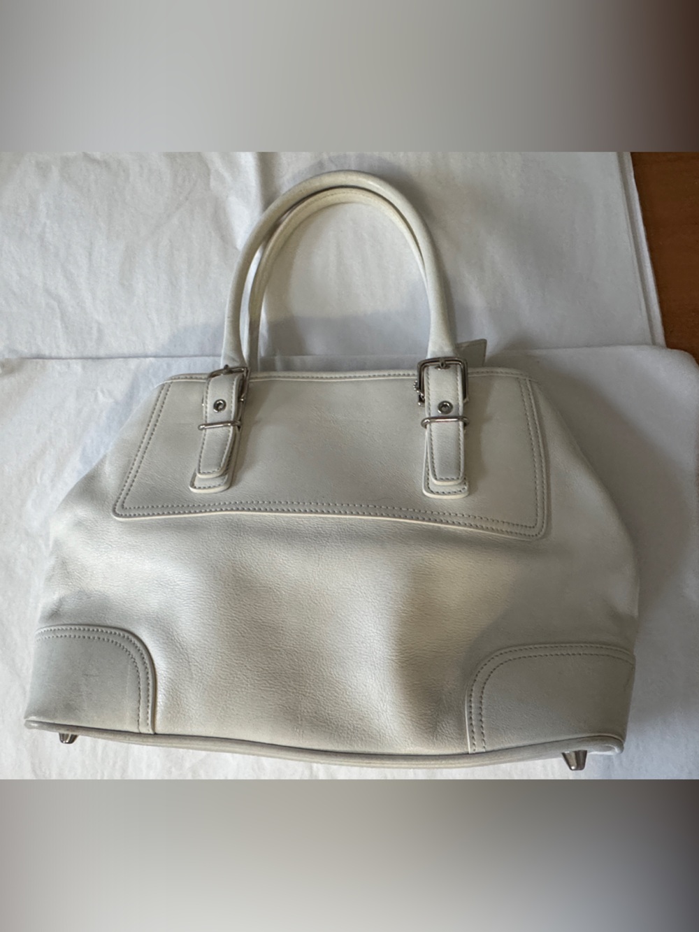 Coach White Leather Tote Vintage